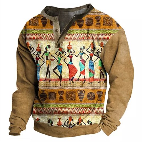 

Men's Unisex Sweatshirt Pullover Button Up Hoodie Tribal Graphic Prints Print Casual Daily Sports 3D Print Designer Casual Big and Tall Clothing Apparel Hoodies Sweatshirts Long Sleeve Brown