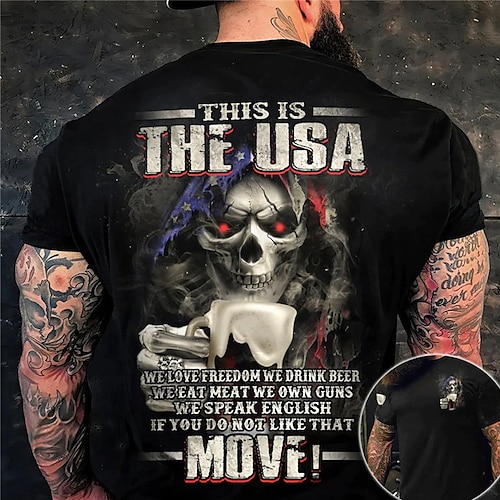 

Men's Unisex T shirt Tee Skull Graphic Prints Crew Neck Black 3D Print Outdoor Street Short Sleeve Print Clothing Apparel Sports Designer Casual Big and Tall / Summer / Summer