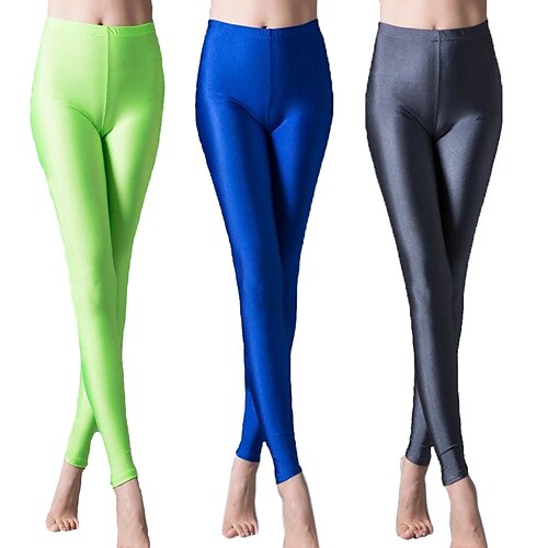 

Women's Leggings Yoga Pants Tummy Control Butt Lift High Waist Yoga Fitness Gym Workout Leggings Bottoms Violet Silvery Apricot Spandex Sports Activewear High Elasticity Skinny / Athletic