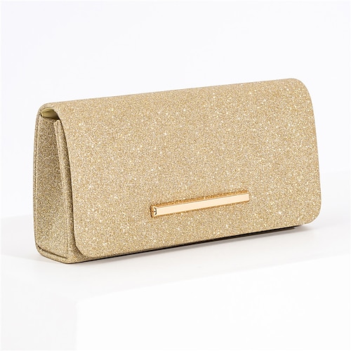 

Femme Pochette Polyester Mariage Soirée Chaîne Couleur unie Argent Noir Champagne