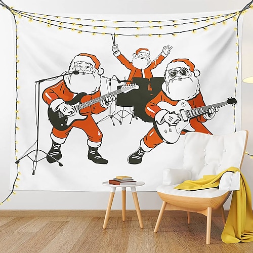 

Christmas Wall Tapestry Snowman Band Art Decor Blanket Curtain Hanging Home Bedroom Living Room Decoration Polyester