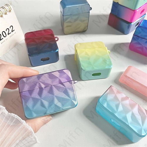 

Colorful Gradient Diamond Soft Square 3D Case For Airpods Pro 3 Bluetooth Headphone Cover For Airpods 1 2