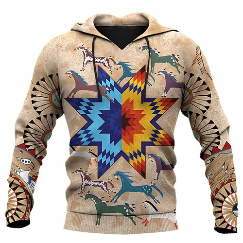 

Men's Unisex Pullover Hoodie Sweatshirt Khaki Hooded Animal Patterned Graphic Prints Print Daily Sports 3D Print Streetwear Designer Casual Spring & Fall Clothing Apparel Hoodies Sweatshirts Long