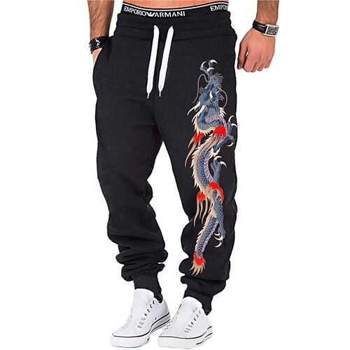 

Men's Sweatpants Joggers Trousers Drawstring Elastic Waist Print Graphic Prints Comfort Breathable Sports Outdoor Casual Daily Cotton Blend Terry Streetwear Designer White Black Micro-elastic