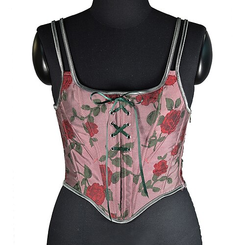 

Corset Women's Corset Tops Party & Evening Valentine's Day Club Dusty Rose Breathable Comfortable Overbust Corset Lace Up Tummy Control Adjustable Flower Fall Winter