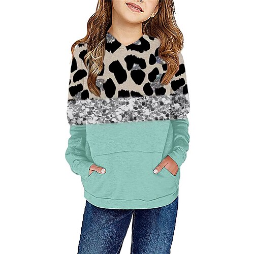 

Bambino Da ragazza Felpa con cappuccio Leopardo Esterno Stampa 3D Manica lunga Tasche stile sveglio 3-13 anni Inverno Verde