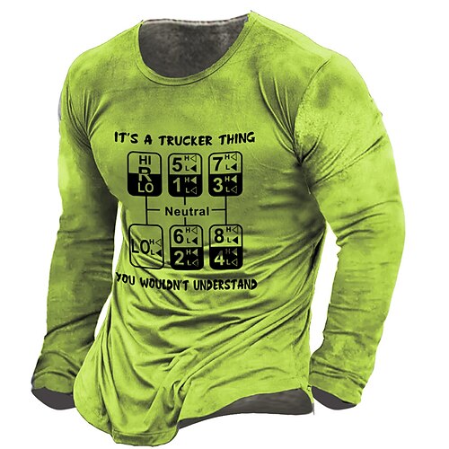 

Men's Unisex T shirt Tee Letter Graphic Prints Crew Neck Green 3D Print Outdoor Street Long Sleeve Print Clothing Apparel Basic Vintage Sports Designer