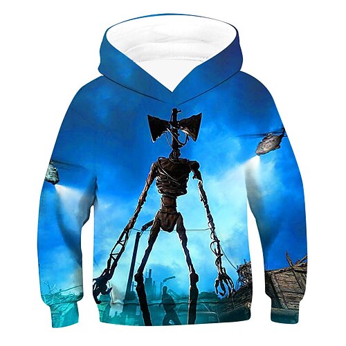 

Kids Boys Hoodie Graphic Outdoor 3D Print Long Sleeve Pocket Fashion 3-12 Years Winter Blue