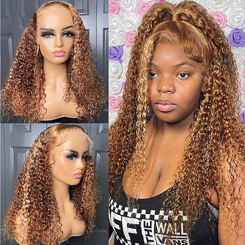 

Unprocessed Virgin Hair 13x4 Lace Front Wig Side Part Peruvian Hair Curly Multi-color Wig 130% 150% Density with Baby Hair Highlighted / Balayage Hair 100% Virgin Glueless Pre-Plucked For wigs for