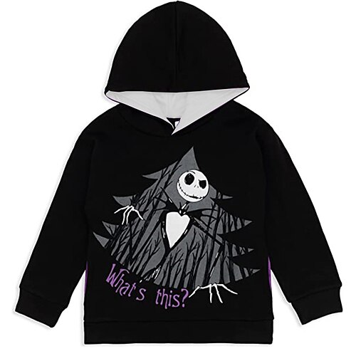 

Kids Girls' Halloween Hoodie The Nightmare Before Long Sleeve 3D Print Skull Letter Pocket Black Children Tops Fall Winter Fashion Streetwear Adorable Outdoor Daily Indoor Halloween Regular