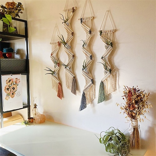 

Woven Colorful Bohemian Tapestry Pure Hand Weaving Craft Decorative Air Plant Tapestry