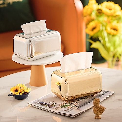 

Galvanik Tissue Box Zuhause Wohnzimmer Desktop kreative Tissue Aufbewahrungsbox Licht Luxus Retro Tücher Papierbox Papierhalter