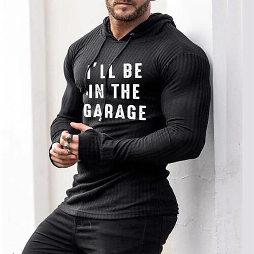 

Men's Pullover Hoodie Sweatshirt Hooded Graphic Letter Print Sports Outdoor Daily Sports Hot Stamping Basic Cool Designer Clothing Apparel Hoodies Sweatshirts Long Sleeve Black / Spring / Fall