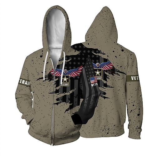 

Herren Unisex Kapuzenshirt mit durchgehendem Reißverschluss Jacke Braun Mit Kapuze Grafik-Drucke Adler Zip Bedruckt Sport Natur Täglich Sport 3D-Druck Strassenmode Designer Casual Frühling Herbst