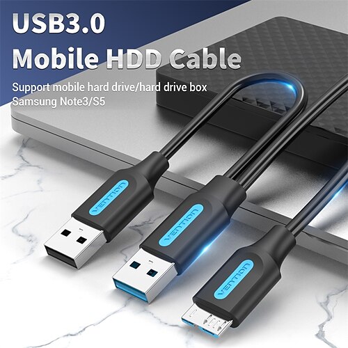 

1 Pack VENTION USB 3.0 Cable 0.5m(1.5Ft) 3.3ft USB A to micro B 3 A Charging Cable Fast Charging High Data Transfer Durable 2 in 1 Anti-stretch For Samsung Xiaomi Huawei Phone Accessory