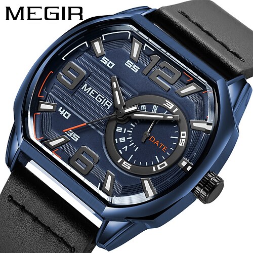 

MEGIR Quartz Watch for Men Fashion Waterproof Quartz Watches Large Dial Casual Sport Wristwatch with Auto Date Luminous 2201