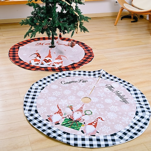 

Christmas 1.2m Old Forest Man Plaid Tree Dress Ornament Christmas Tree Low Decorative Carpet Cloth