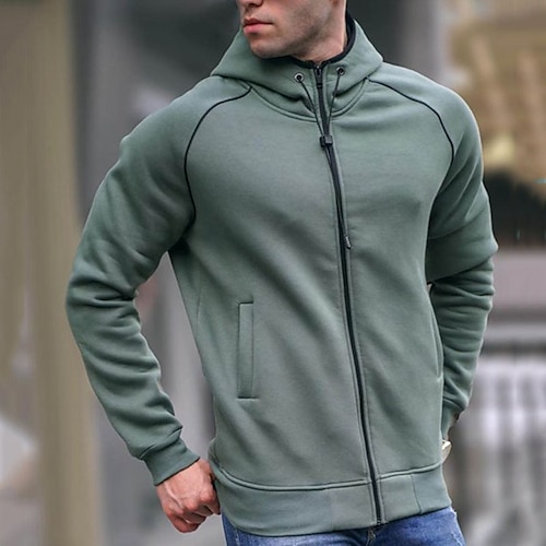 

Men's Full Zip Hoodie Jacket Hooded Solid Color Zipper Pocket Sports Outdoor Daily Sports Basic Streetwear Cool Clothing Apparel Hoodies Sweatshirts Long Sleeve Gray / Spring / Fall