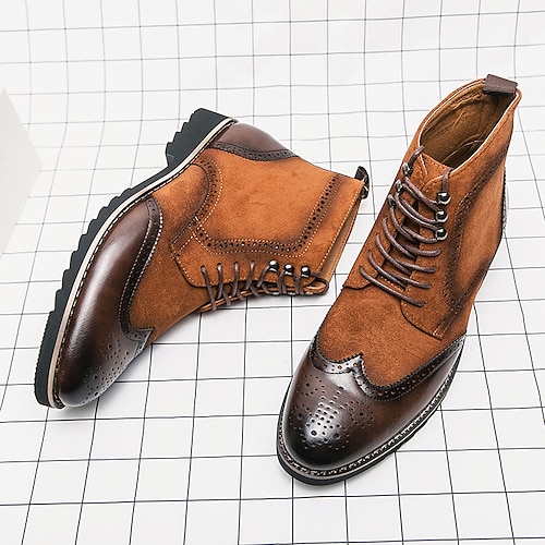 

Hombre Botas Zapatos De Vestir Vintage Casual Británico Exterior Diario PU Templado Cómodo Antideslizante Botines / Hasta el Tobillo Negro Marrón Otoño Invierno