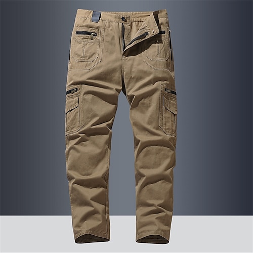 

Men's Cargo Pants Trousers Work Pants Multi Pocket Solid Color Comfort Breathable Casual Daily Going out 100% Cotton Sports Stylish ArmyGreen turmeric Micro-elastic