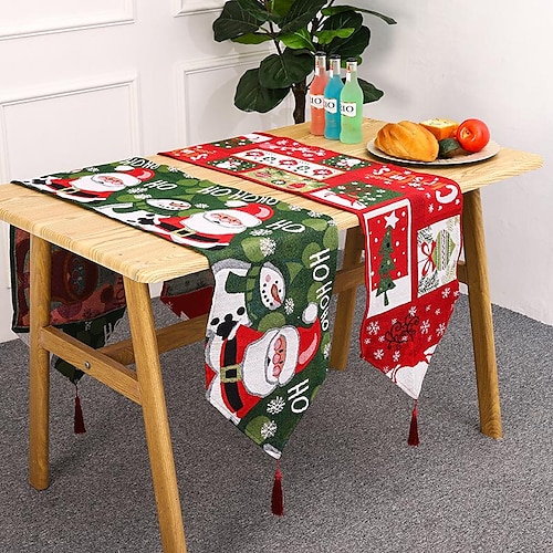 

Christmas Trees Table Runner Merry Xmas , Seasonal Winter Holiday Kitchen Dining Table Decoration for Indoor Outdoor Home Party Decor