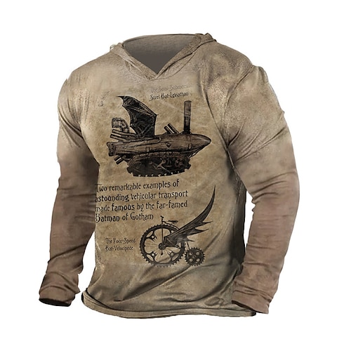 

Men's Unisex Pullover Hoodie Sweatshirt Brown Hooded Graphic Prints Machinery Print Daily Sports 3D Print Streetwear Designer Casual Spring & Fall Clothing Apparel Hoodies Sweatshirts Long Sleeve