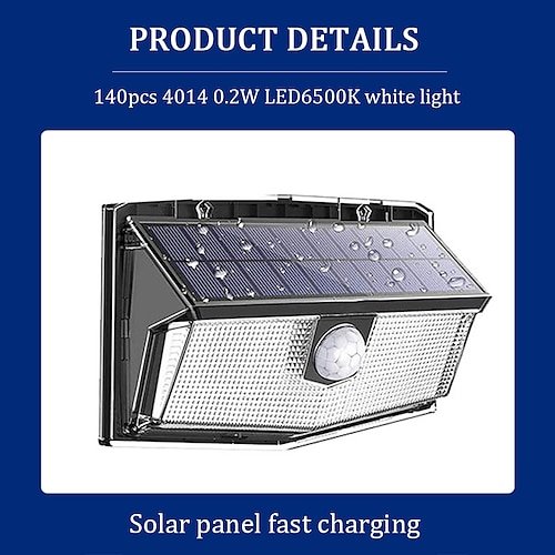 

2pcs Solar Wall Lights Outdoor 140LEDs Motion Sensor Waterproof Sunlight Garden Decoration Street Lights Solar Powered Lantern Wall Lamps