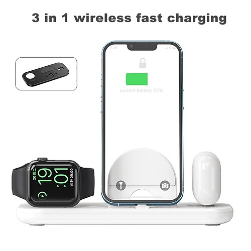 

Wireless Charger 10 W Output Power Wireless Charging Stand CE Certified Fast Wireless Charging 3 in 1 Night Light For Apple Watch 1 PCS