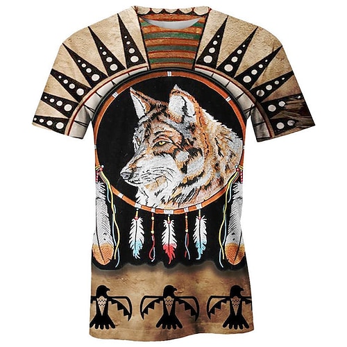 

Men's Unisex T shirt Tee Animal Graphic Prints Crew Neck Brown Short Sleeve 3D Print Outdoor Street Print Tops Sports Casual Classic Comfortable / Summer / Summer