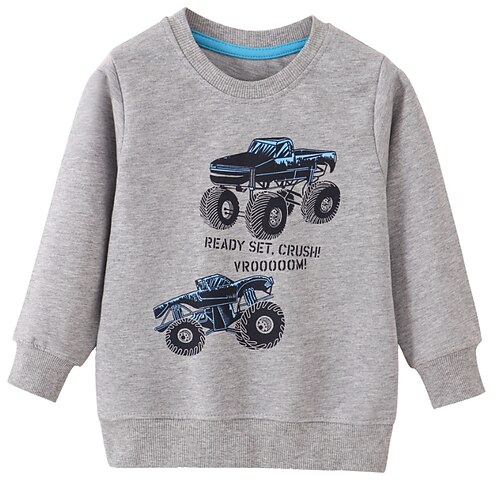 

Kids Boys Sweatshirt Cartoon Outdoor Long Sleeve Fashion Cotton 2-8 Years Winter Gray
