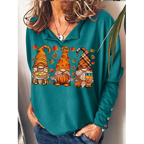 

Women's Pullover V Neck Ugly Christmas Gnome Print Christmas Casual Daily Hot Stamping Basic Casual Clothing Apparel Hoodies Sweatshirts Loose Fit Green White
