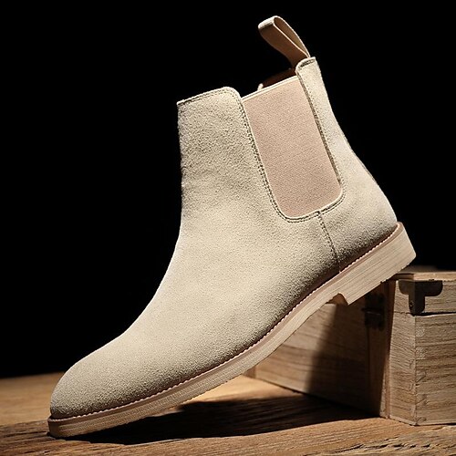 

Chelsea Boots Men's Leather Autumn And Winter Men's Boots Pointed Toe British Martin Boots Men's Nubuck Leather High-Top Short Boots