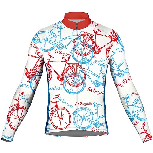 

21Grams Men's Cycling Jersey Long Sleeve Bike Top with 3 Rear Pockets Mountain Bike MTB Road Bike Cycling Breathable Quick Dry Moisture Wicking Reflective Strips White Graphic Polyester Spandex Sports