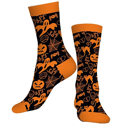 

Socks Cycling Socks Halloween Socks Funny Socks Novelty Socks Men's Women's Bike / Cycling Breathable Soft Comfortable 1 Pair Graphic Cotton Orange S M L