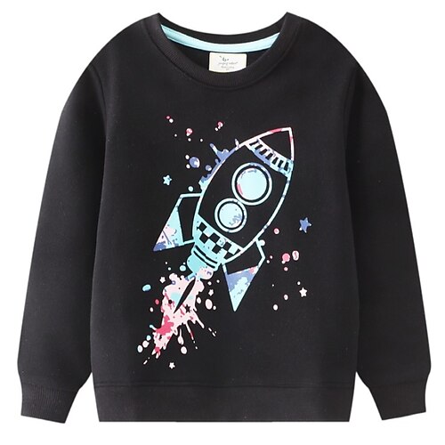 

Kids Boys Sweatshirt Cartoon Outdoor Long Sleeve Fashion Cotton 3-6 Years Winter Black