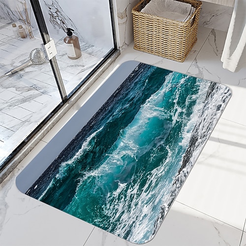 

Sunshine Beach Series Digital Printing Floor Mat Modern Bath Mats Nonwoven / Memory Foam Novelty Bathroom