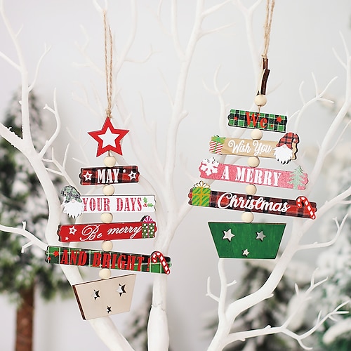 

Colorful Wooden Pendants Christmas Tree Accessories Wooden Crafts Without Face Elderly Hanging Ornaments Hanging Pieces