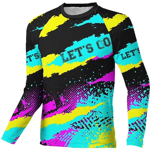 

Men's Downhill Jersey Long Sleeve Blue Graffiti Bike Quick Dry Sports Graffiti Clothing Apparel / Stretchy