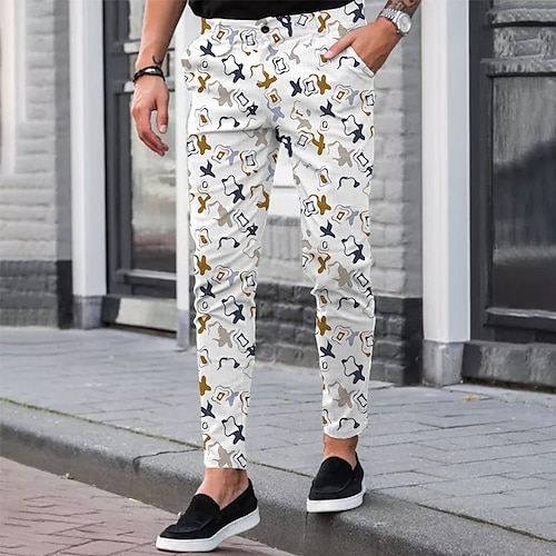 

Men's Chinos Trousers Pencil Pants Jogger Pants Pocket 3D Print Graphic Prints Graffiti Comfort Soft Office Business Basic Fashion Orange White / Spring