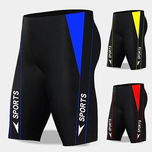 

Men's Swim Shorts Athletic Swimwear Bathing Suit Bottoms Swimming Surfing Racing Letter Swimwear Breathable Quick Dry Lightweight Polyester Beach Wear / Patchwork