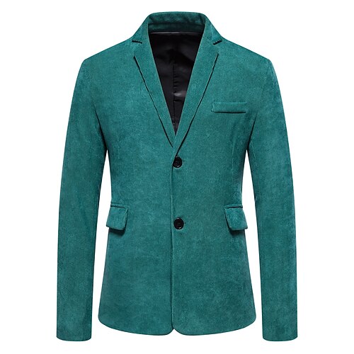 

Men's Blazer Daily Wear Vacation Going out Spring Fall Regular Coat Regular Fit Minimalist Casual Daily Traditional / Classic Jacket Long Sleeve Pure Color Green