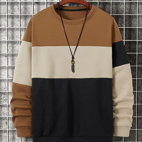 

Men's Sweatshirt Pullover Green Red Brown Crew Neck Color Block Sports & Outdoor Streetwear Casual Big and Tall Winter Fall Clothing Apparel Hoodies Sweatshirts Long Sleeve / Spring