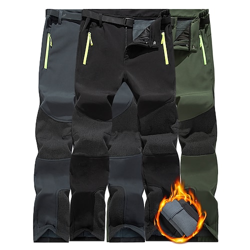 

Men's Hiking Pants Trousers Fleece Lined Pants Softshell Pants Winter Outdoor Thermal Warm Windproof Breathable Water Resistant Pants / Trousers Black Army Green Fleece Spandex Hunting Fishing