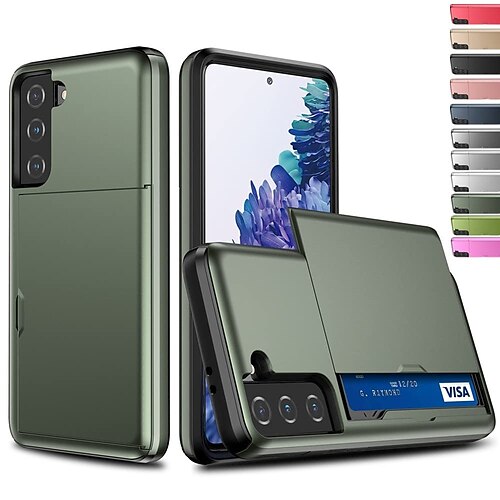 

Phone Case For Samsung Galaxy S21 S20 Ultra Plus FE S10 Plus Armor Slide Card Slots Holder Cover Case Full Body Protective Dustproof Four Corners Drop Resistance Silica Gel PC