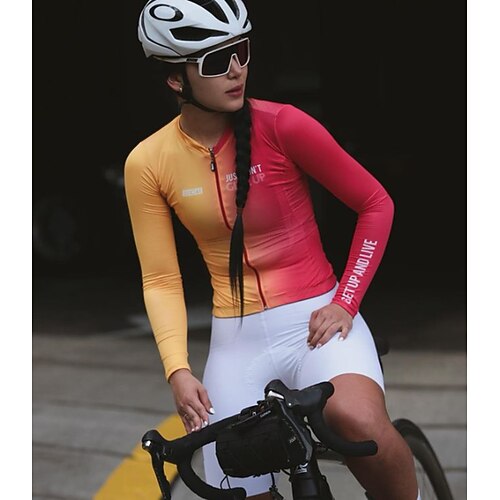 

Women's Cycling Jersey Cycling Jersey with Bib Shorts Cycling Bib Shorts Long Sleeve Road Bike Cycling Dark Green Rose Red Red Brown Graphic Bike Bib Shorts Jersey MTB Shorts Breathable Back Pocket