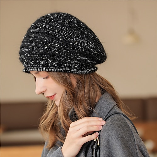 

Autumn Winter Knitted Hat For Women Skullies Beanies Beanie Bonnet Warm Soft Thick Hat Baggy Caps