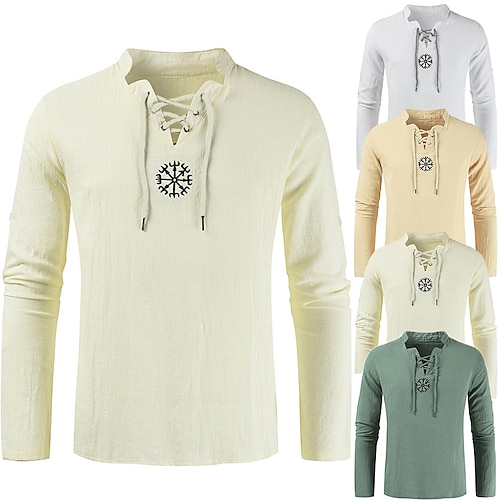 

Per uomo maglietta Camicia Henley Camicia fresca Maglia a maniche lunghe Pop art Colletto alla coreana Con stampe Strada Per eventi Manica lunga A cordoncino Abbigliamento Lino Informale Comodo