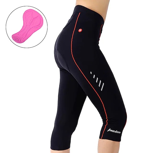 

TASDAN Women's Cycling 3/4 Tights Bike Shorts 3/4 Tights Relaxed Fit Road Bike Cycling Sports 3D Pad Breathable Quick Dry Reflective Trim / Fluorescence Black Coolmax Silicon Clothing Apparel Bike