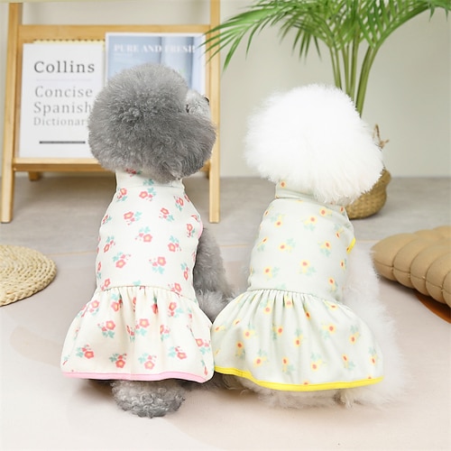 

Dog Cat Dress Flower Cute Sweet Dailywear Casual Daily Winter Dog Clothes Puppy Clothes Dog Outfits Soft Light Green Rose Pink Costume for Girl and Boy Dog Cotton S M L XL 2XL