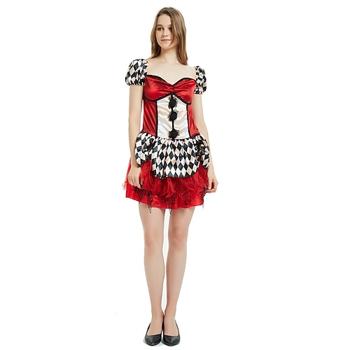 

Alice in Wonderland The Red Queen Dress Cosplay Costume Women's Movie Cosplay Cosplay Halloween Red Dress Masquerade Polyester